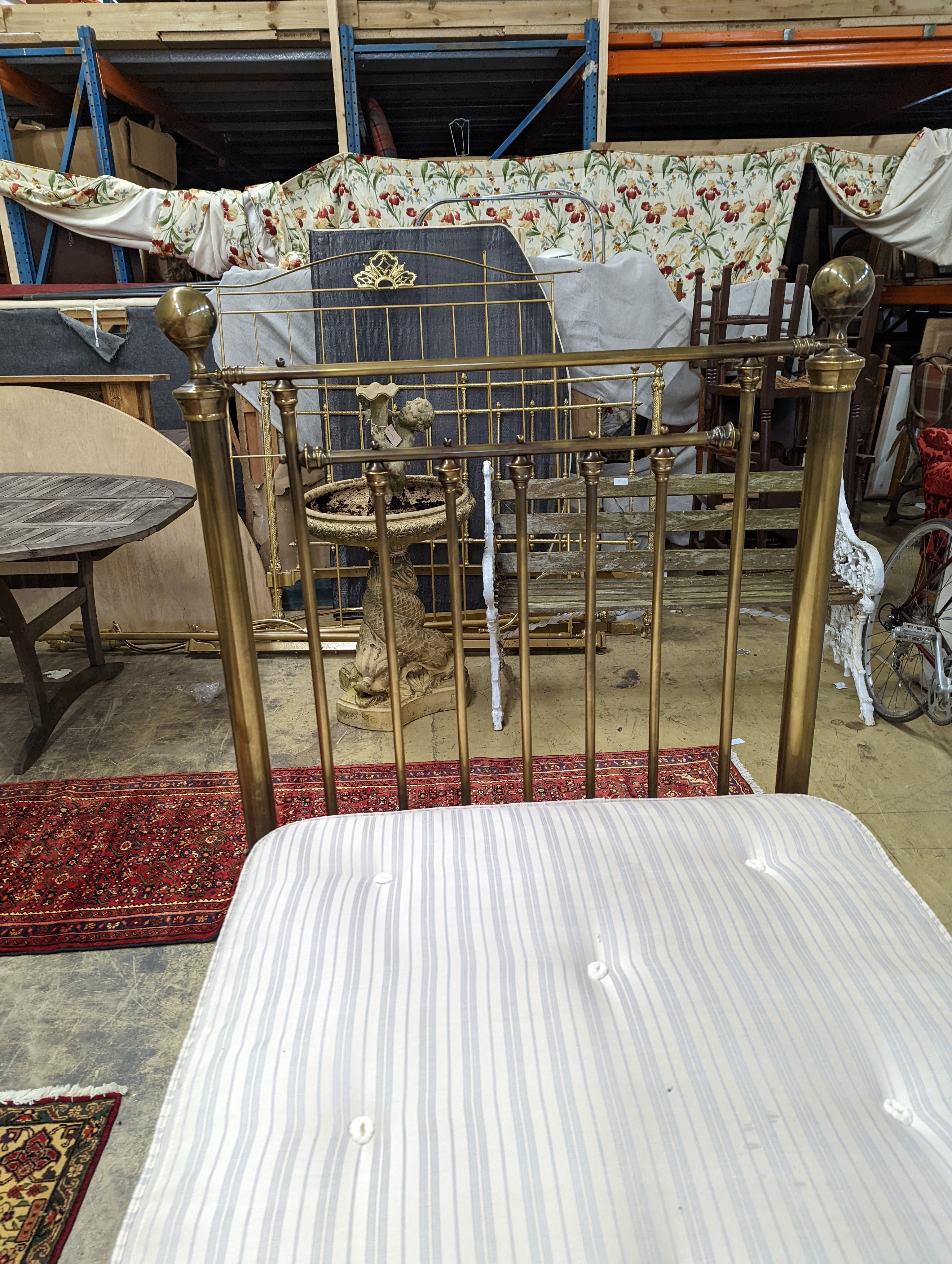 A Victorian style brass effect single bed frame with Relyon Barnet mattress, width 90cm, length 200cm, height 141cm